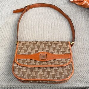 Lanvin Brown and Tan Geometric Shoulder Bag